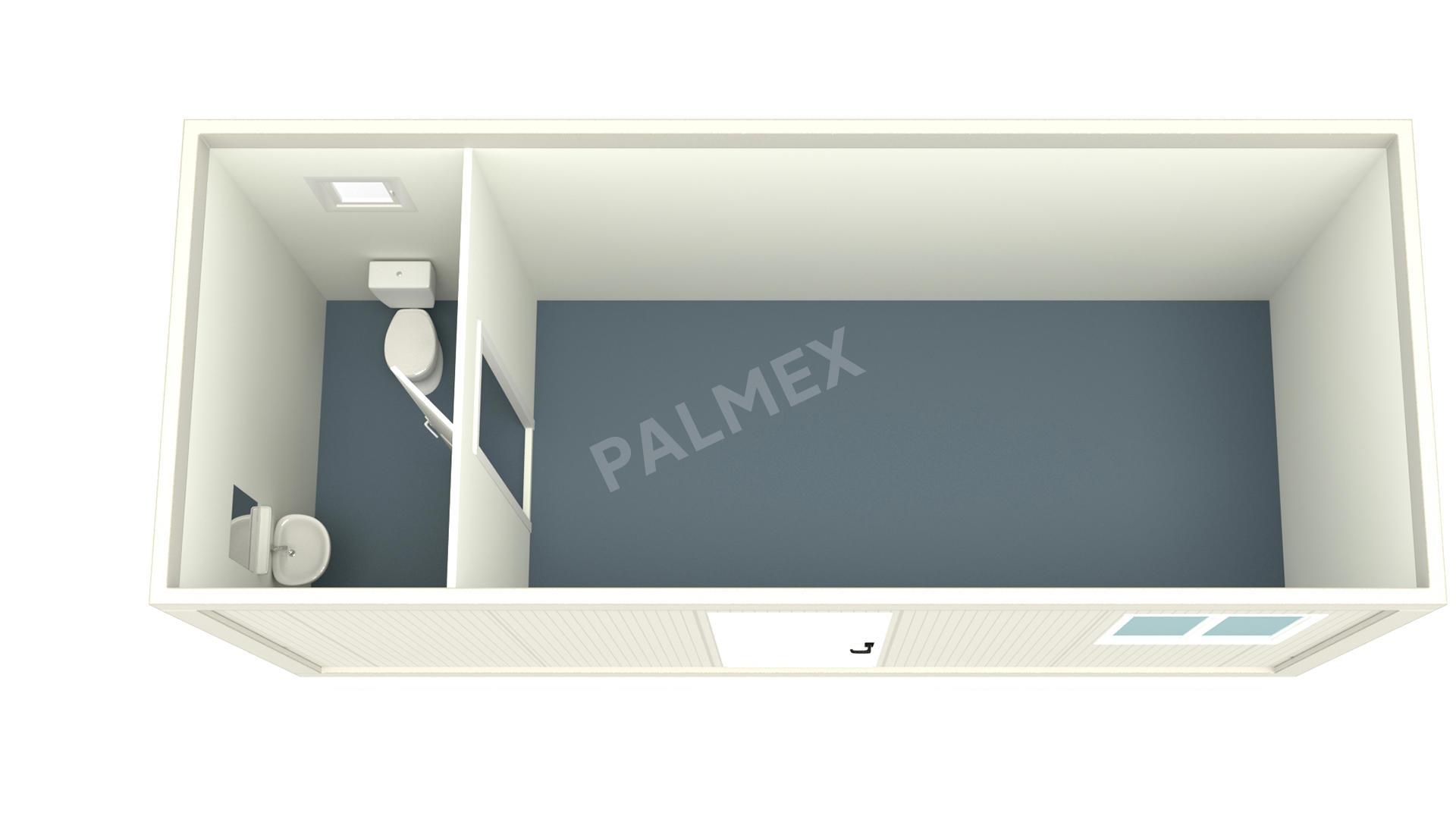 Container de Locuit 6m HI-FIX cu WC White 1 Window Palmex